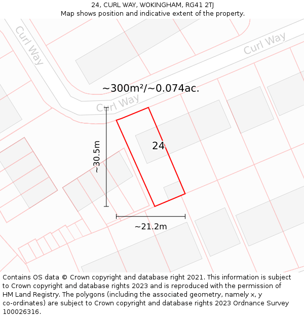 24, CURL WAY, WOKINGHAM, RG41 2TJ: Plot and title map