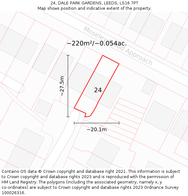 24, DALE PARK GARDENS, LEEDS, LS16 7PT: Plot and title map