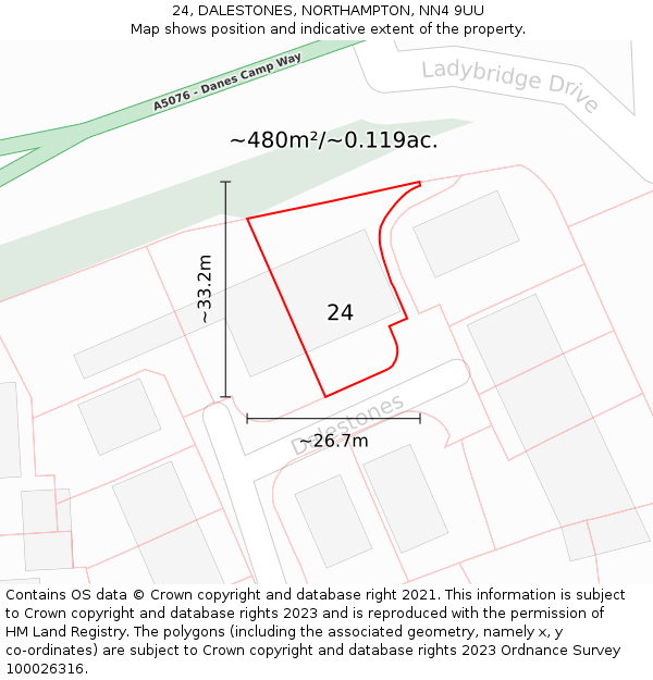 24, DALESTONES, NORTHAMPTON, NN4 9UU: Plot and title map