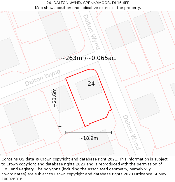 24, DALTON WYND, SPENNYMOOR, DL16 6FP: Plot and title map