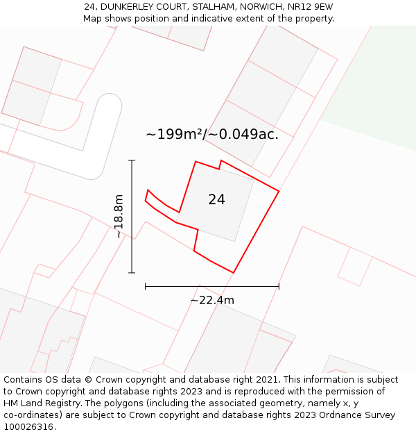 24, DUNKERLEY COURT, STALHAM, NORWICH, NR12 9EW: Plot and title map