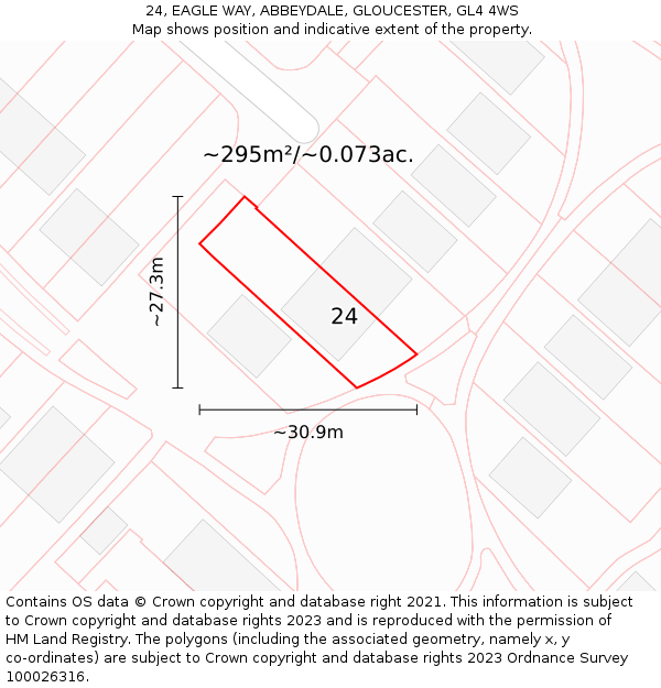 24, EAGLE WAY, ABBEYDALE, GLOUCESTER, GL4 4WS: Plot and title map