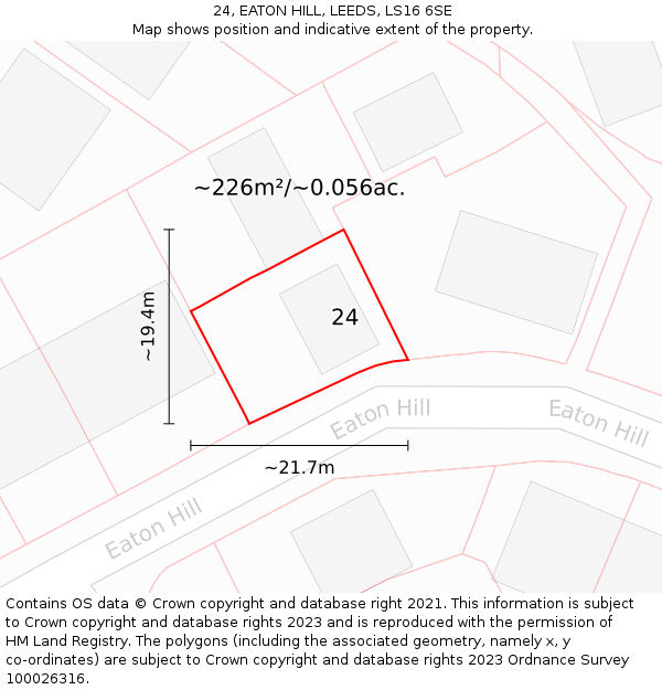 24, EATON HILL, LEEDS, LS16 6SE: Plot and title map