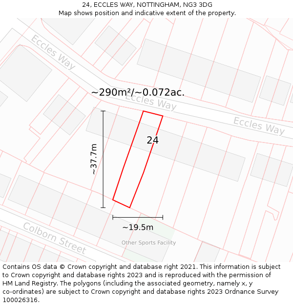 24, ECCLES WAY, NOTTINGHAM, NG3 3DG: Plot and title map