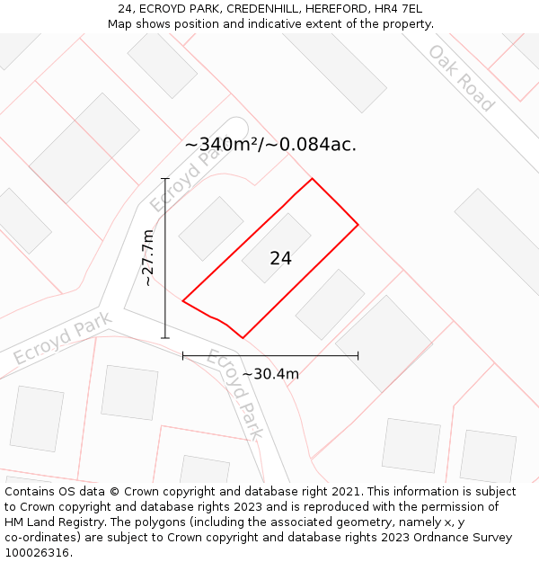 24, ECROYD PARK, CREDENHILL, HEREFORD, HR4 7EL: Plot and title map