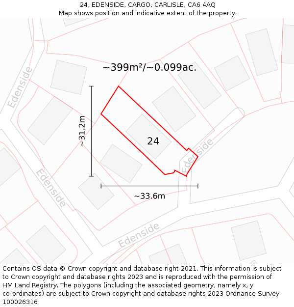 24, EDENSIDE, CARGO, CARLISLE, CA6 4AQ: Plot and title map