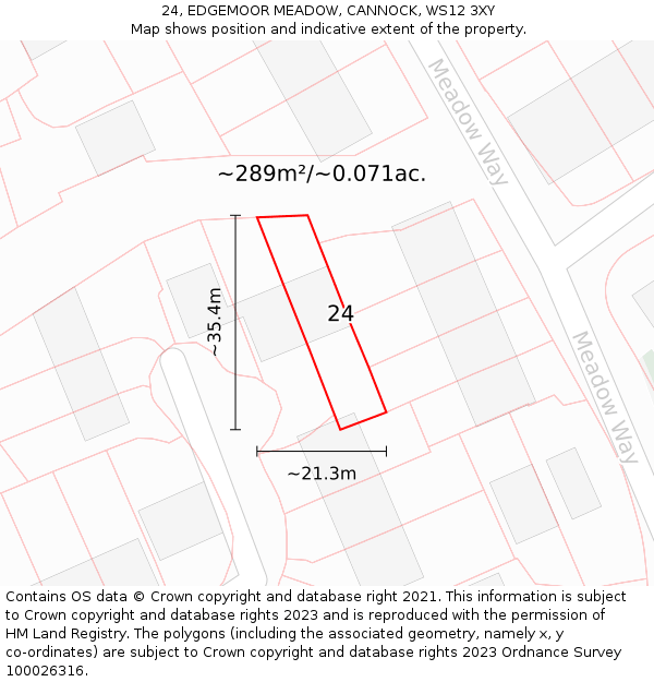 24, EDGEMOOR MEADOW, CANNOCK, WS12 3XY: Plot and title map