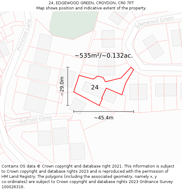 24, EDGEWOOD GREEN, CROYDON, CR0 7PT: Plot and title map