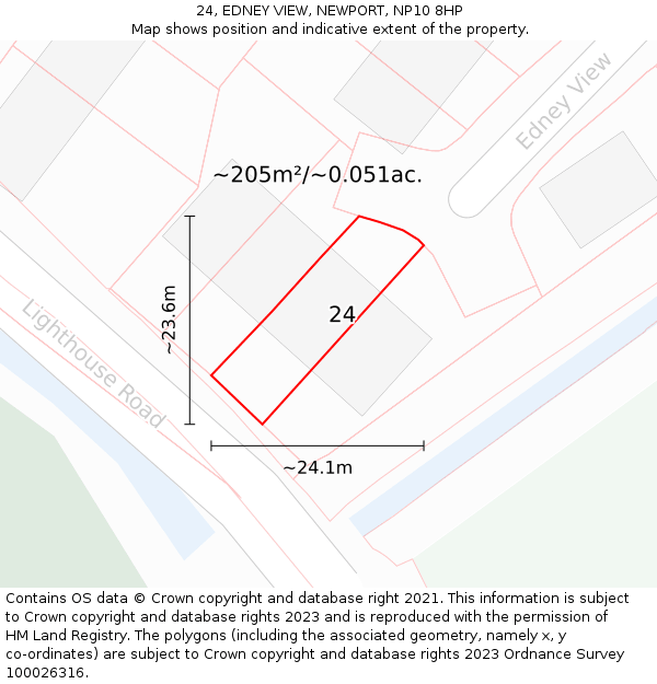 24, EDNEY VIEW, NEWPORT, NP10 8HP: Plot and title map