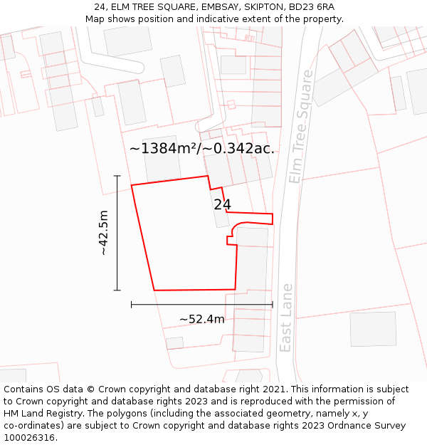 24, ELM TREE SQUARE, EMBSAY, SKIPTON, BD23 6RA: Plot and title map