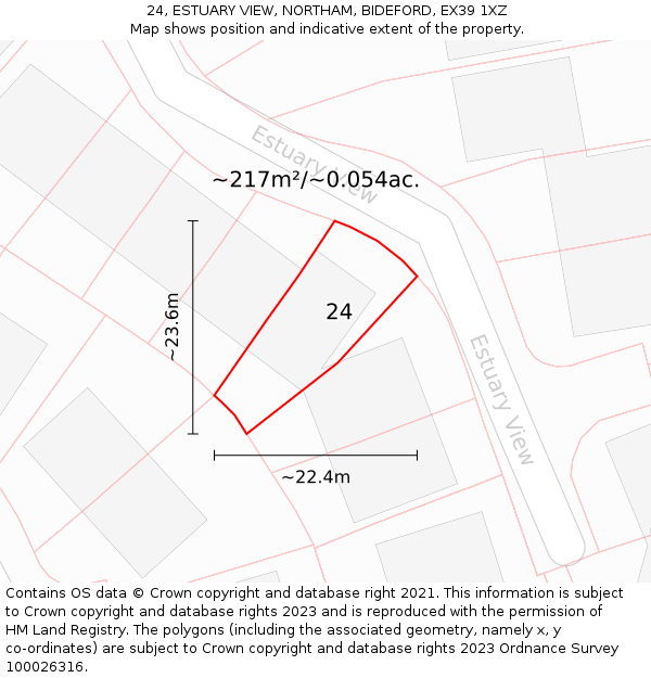 24, ESTUARY VIEW, NORTHAM, BIDEFORD, EX39 1XZ: Plot and title map