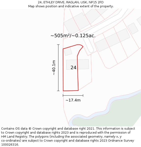 24, ETHLEY DRIVE, RAGLAN, USK, NP15 2FD: Plot and title map