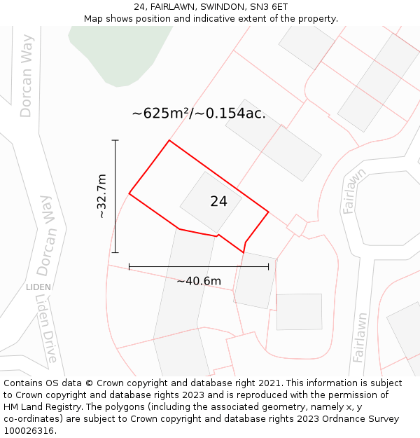 24, FAIRLAWN, SWINDON, SN3 6ET: Plot and title map