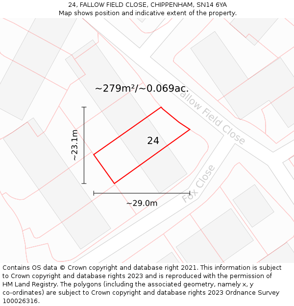 24, FALLOW FIELD CLOSE, CHIPPENHAM, SN14 6YA: Plot and title map