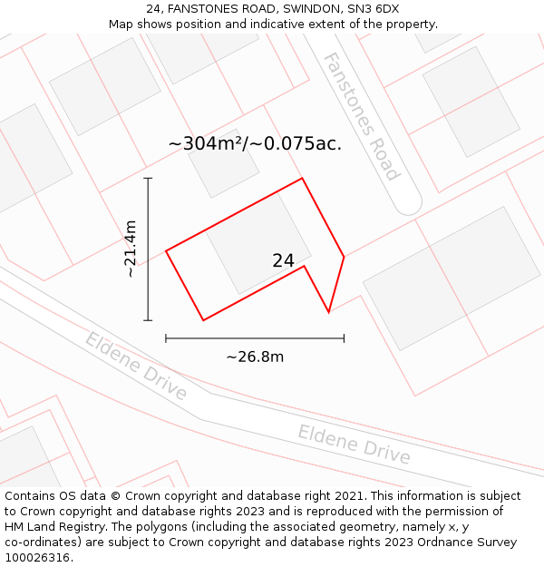 24, FANSTONES ROAD, SWINDON, SN3 6DX: Plot and title map