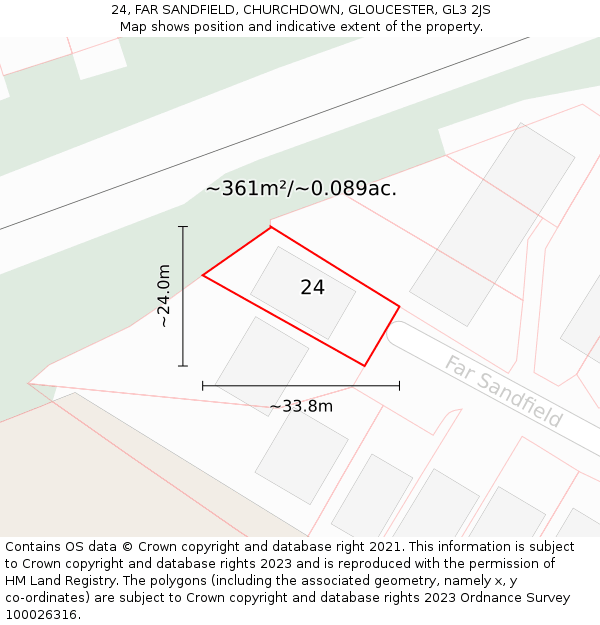 24, FAR SANDFIELD, CHURCHDOWN, GLOUCESTER, GL3 2JS: Plot and title map