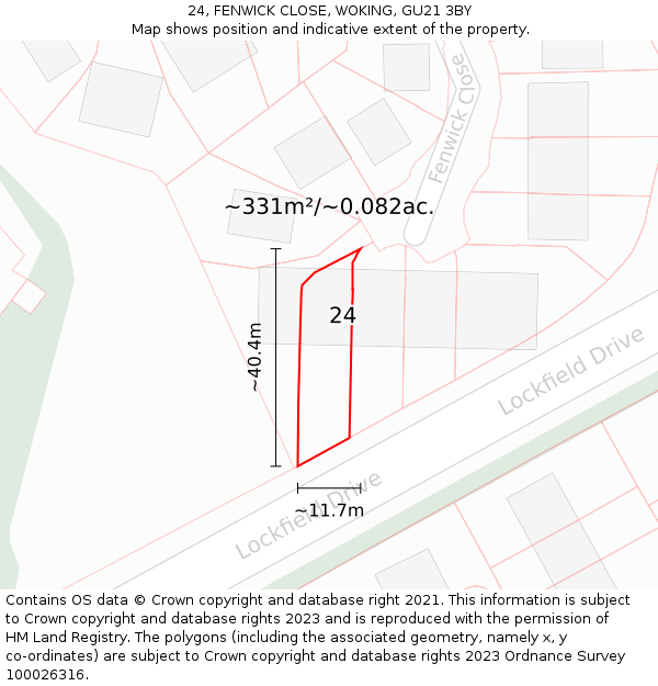 24, FENWICK CLOSE, WOKING, GU21 3BY: Plot and title map