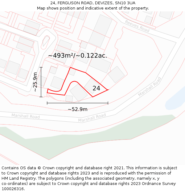 24, FERGUSON ROAD, DEVIZES, SN10 3UA: Plot and title map