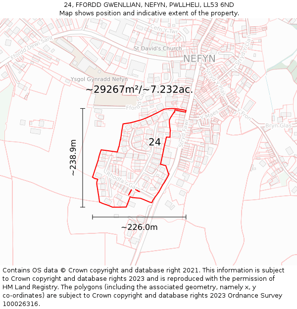 24, FFORDD GWENLLIAN, NEFYN, PWLLHELI, LL53 6ND: Plot and title map