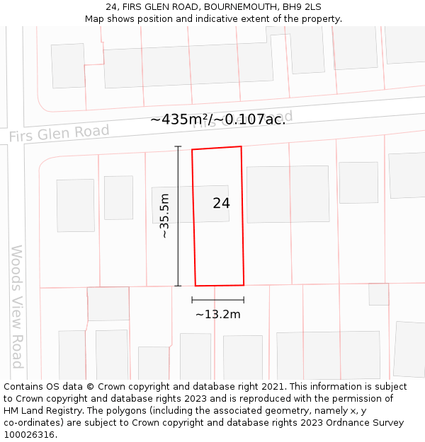 24, FIRS GLEN ROAD, BOURNEMOUTH, BH9 2LS: Plot and title map