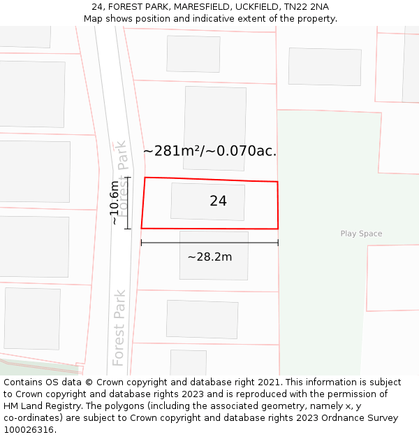 24, FOREST PARK, MARESFIELD, UCKFIELD, TN22 2NA: Plot and title map