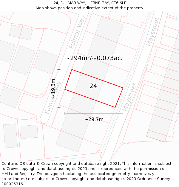 24, FULMAR WAY, HERNE BAY, CT6 6LF: Plot and title map