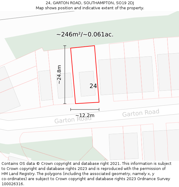 24, GARTON ROAD, SOUTHAMPTON, SO19 2DJ: Plot and title map