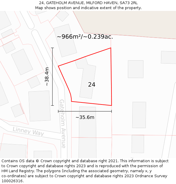 24, GATEHOLM AVENUE, MILFORD HAVEN, SA73 2RL: Plot and title map