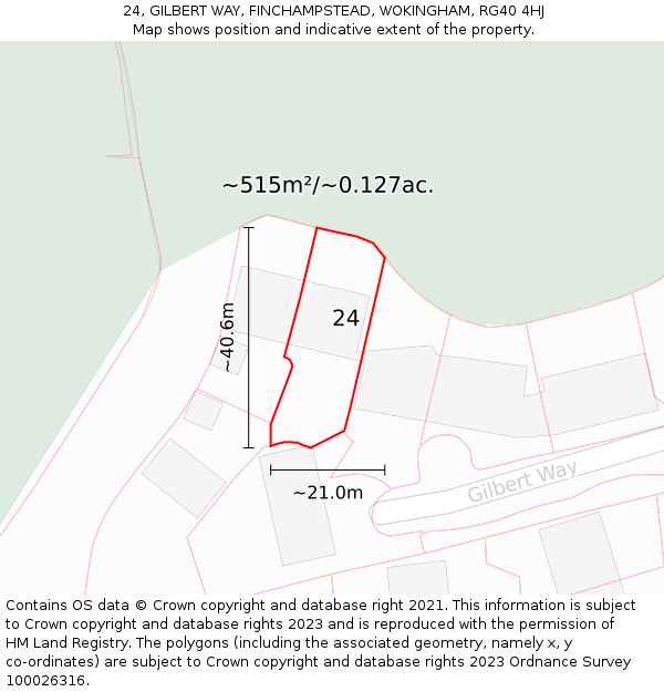 24, GILBERT WAY, FINCHAMPSTEAD, WOKINGHAM, RG40 4HJ: Plot and title map