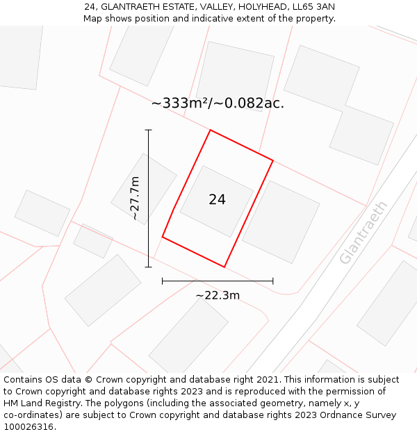 24, GLANTRAETH ESTATE, VALLEY, HOLYHEAD, LL65 3AN: Plot and title map