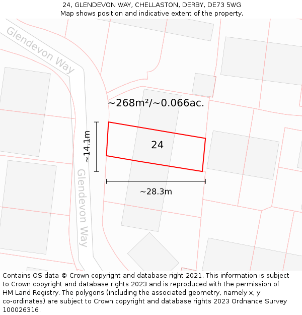 24, GLENDEVON WAY, CHELLASTON, DERBY, DE73 5WG: Plot and title map
