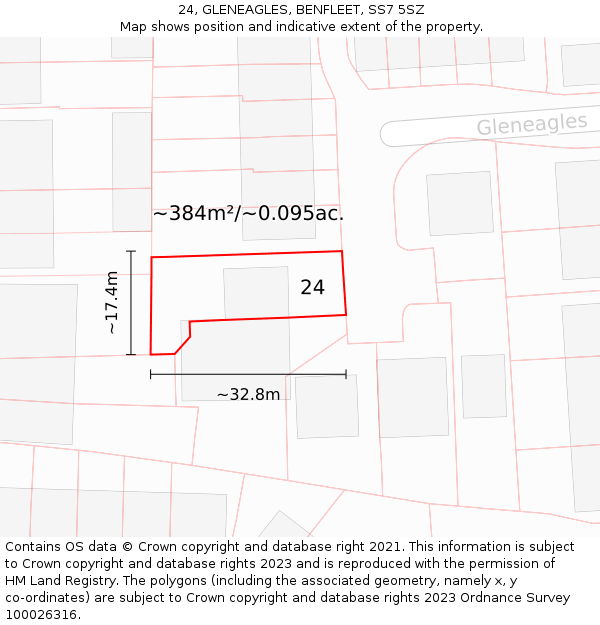 24, GLENEAGLES, BENFLEET, SS7 5SZ: Plot and title map