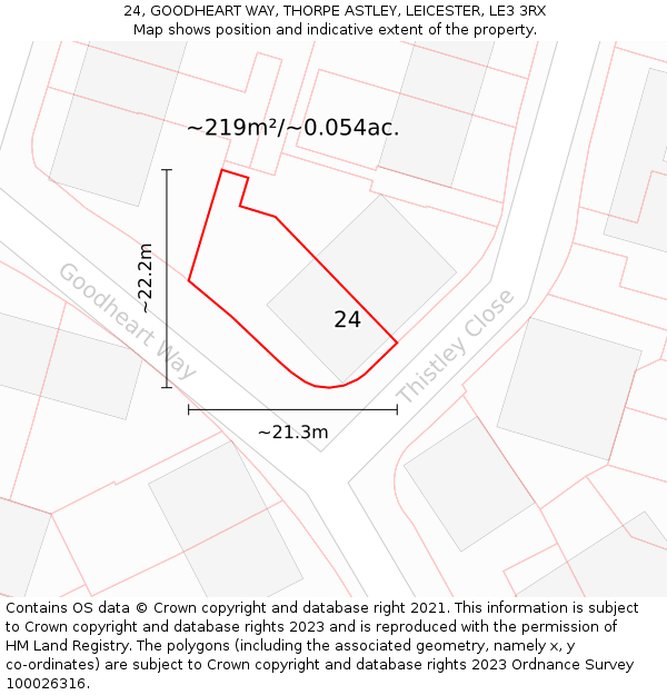 24, GOODHEART WAY, THORPE ASTLEY, LEICESTER, LE3 3RX: Plot and title map