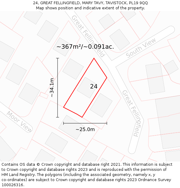 24, GREAT FELLINGFIELD, MARY TAVY, TAVISTOCK, PL19 9QQ: Plot and title map