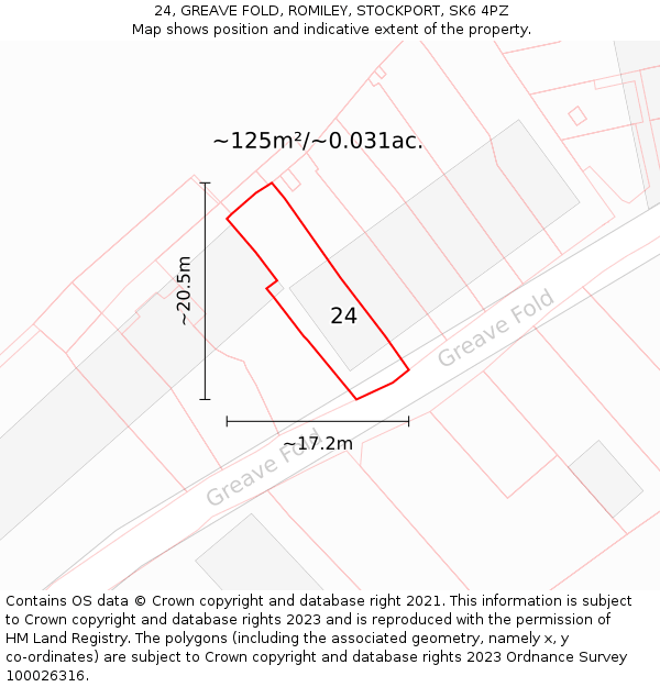 24, GREAVE FOLD, ROMILEY, STOCKPORT, SK6 4PZ: Plot and title map