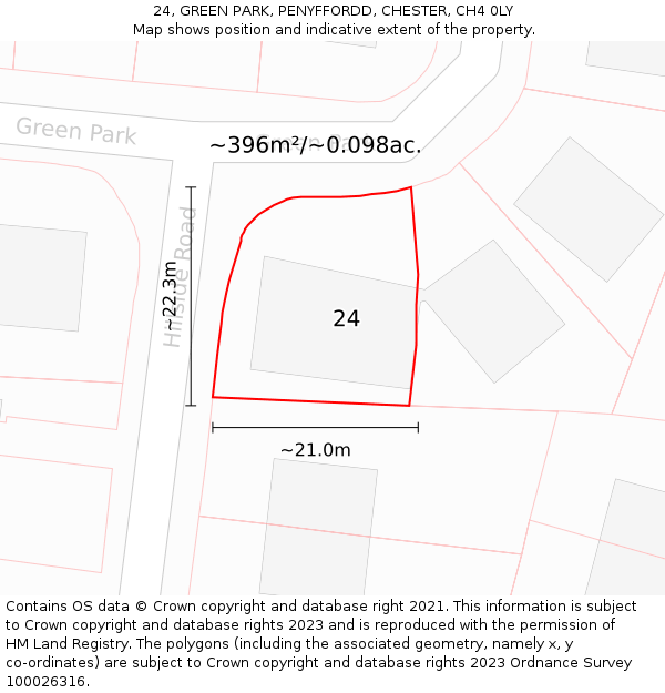 24, GREEN PARK, PENYFFORDD, CHESTER, CH4 0LY: Plot and title map