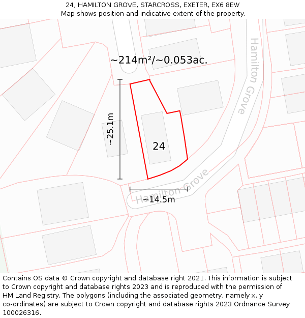 24, HAMILTON GROVE, STARCROSS, EXETER, EX6 8EW: Plot and title map