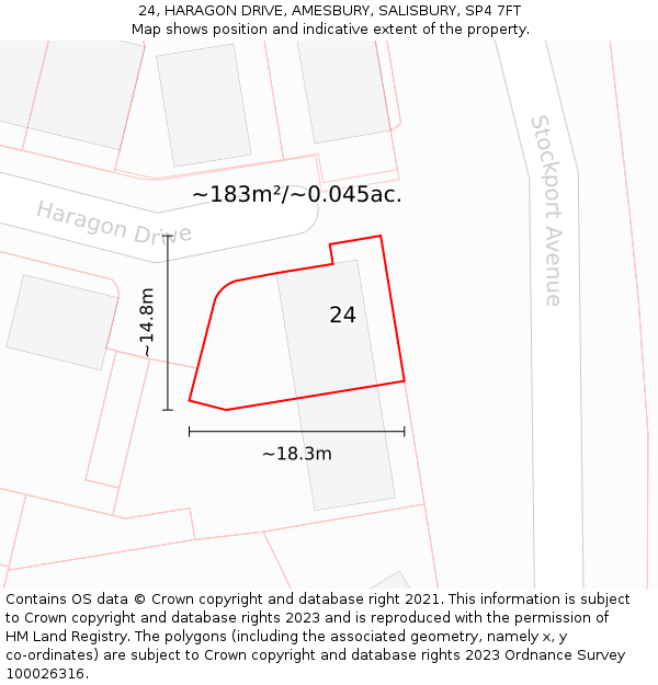 24, HARAGON DRIVE, AMESBURY, SALISBURY, SP4 7FT: Plot and title map