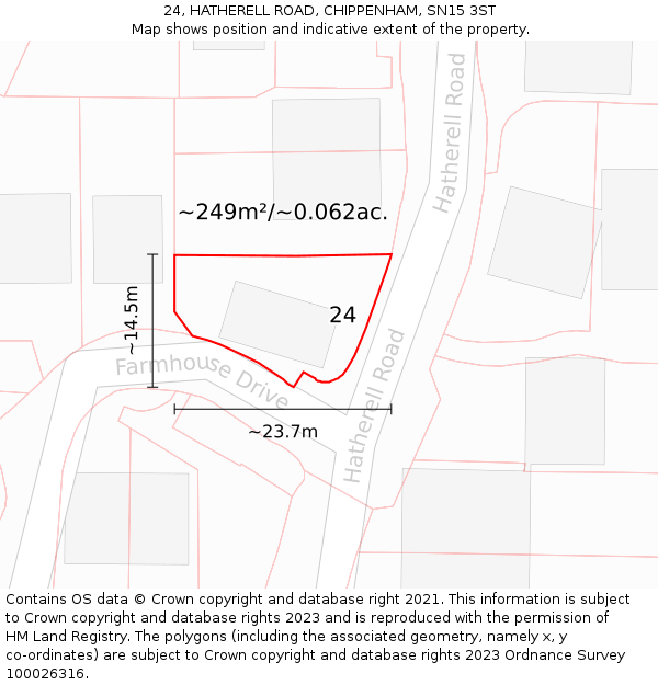 24, HATHERELL ROAD, CHIPPENHAM, SN15 3ST: Plot and title map