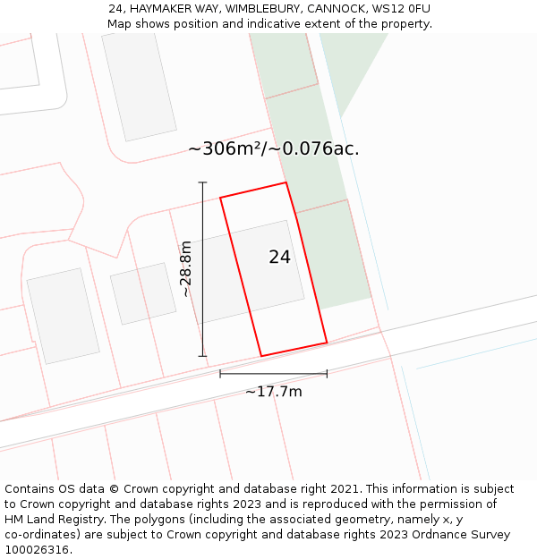 24, HAYMAKER WAY, WIMBLEBURY, CANNOCK, WS12 0FU: Plot and title map