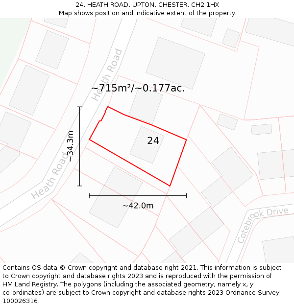 24, HEATH ROAD, UPTON, CHESTER, CH2 1HX: Plot and title map