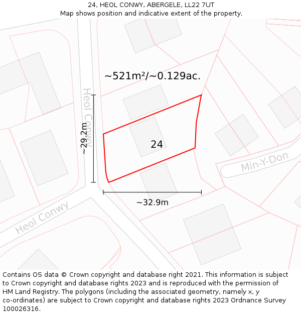 24, HEOL CONWY, ABERGELE, LL22 7UT: Plot and title map