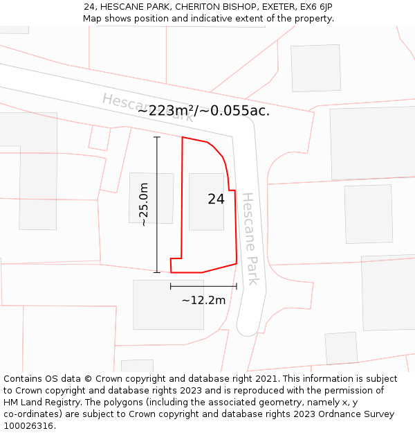 24, HESCANE PARK, CHERITON BISHOP, EXETER, EX6 6JP: Plot and title map