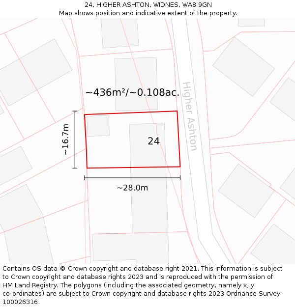 24, HIGHER ASHTON, WIDNES, WA8 9GN: Plot and title map