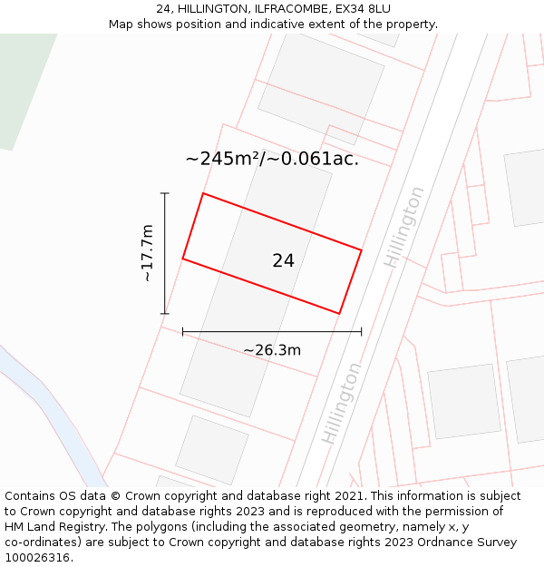 24, HILLINGTON, ILFRACOMBE, EX34 8LU: Plot and title map