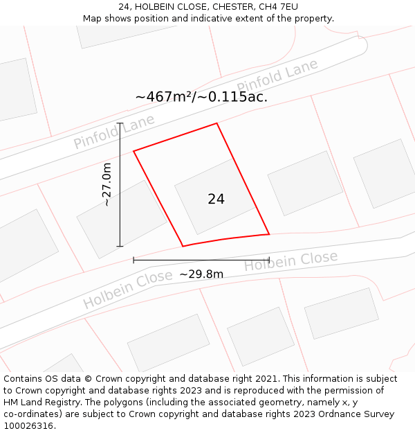 24, HOLBEIN CLOSE, CHESTER, CH4 7EU: Plot and title map
