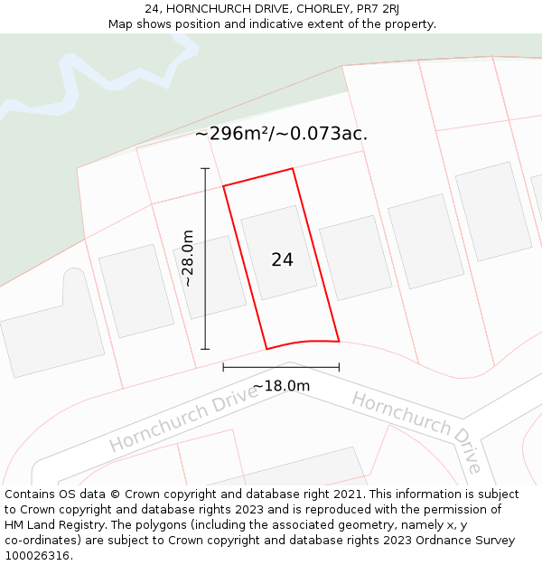24, HORNCHURCH DRIVE, CHORLEY, PR7 2RJ: Plot and title map