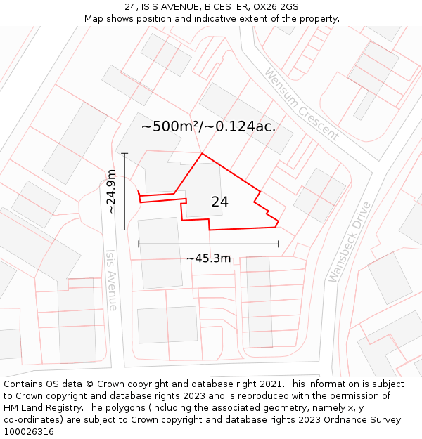 24, ISIS AVENUE, BICESTER, OX26 2GS: Plot and title map