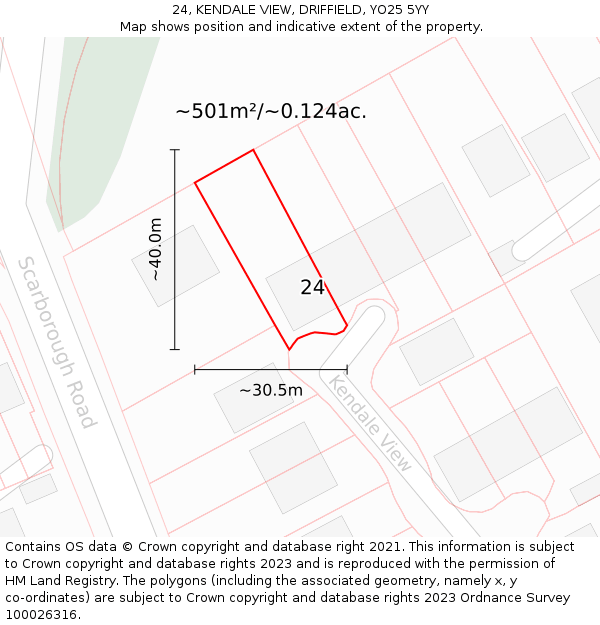 24, KENDALE VIEW, DRIFFIELD, YO25 5YY: Plot and title map