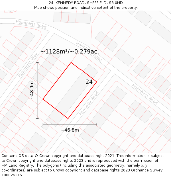 24, KENNEDY ROAD, SHEFFIELD, S8 0HD: Plot and title map